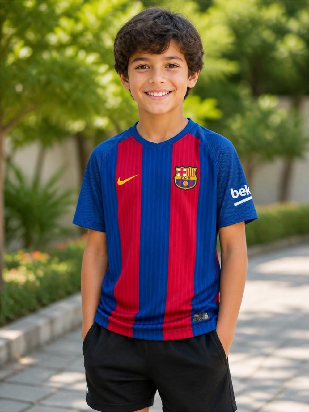 Nike Kids FC Barcelona Jersey - Blue & Red with Yellow Swoosh